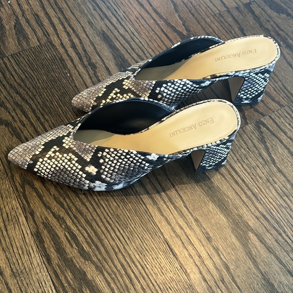 snakeskin heeled Enzo Angliolini mules, size 9 - Picture 2 of 4